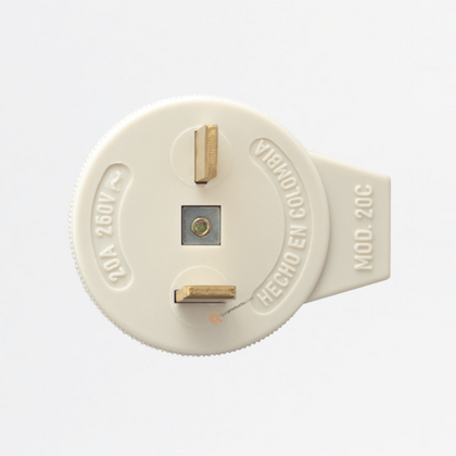 Clavija 20A marfil, 240V, Ref 0020C, Marca EXE (O)