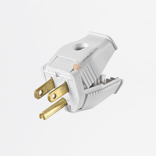 Clavija Tipo Bisagra Blanca, 15A 125 V, Nema 5-15 P, Ref 3W101-0WH, Marca Leviton (Bajo Pedido)