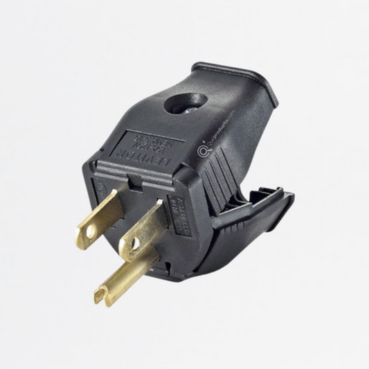 Clavija Tipo Bisagra Negra, 15A 125 V, Nema 5-15 P, Ref 3W101-00E, Marca Leviton (Bajo Pedido)