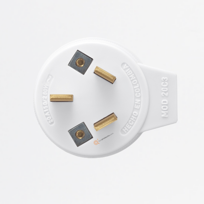 Clavija Tripolar 20A Blanca, 240V, Ref 00120C3, Marca EXE (O)