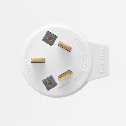 Clavija Tripolar 20A Blanca, 240V, Ref 00120C3, Marca EXE (O)