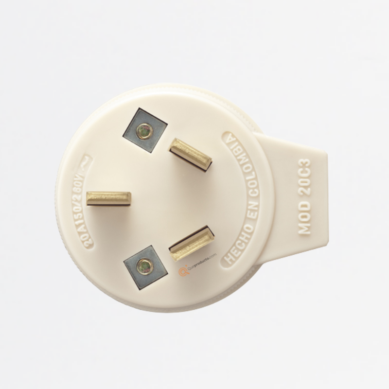 Clavija Tripolar 20A Marfil, 240V, Ref 0020C3, Marca EXE (O)