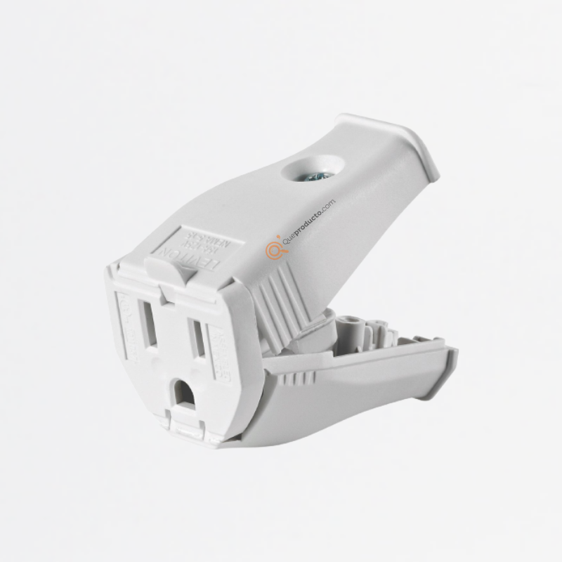 Conector Tipo Bisagra Blanco, 15A 125 V, Nema 5-15 P, Ref 3W102-0WH, Marca Leviton (O)