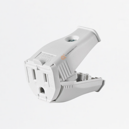 Conector Tipo Bisagra Blanco, 15A 125 V, Nema 5-15 P, Ref 3W102-0WH, Marca Leviton (O)