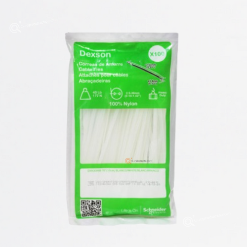 Amarre Dexson T4 Blanco (10cmx.25cm)x100 TP, Ref DXN3004B, Marca Dexson (En Stock)
