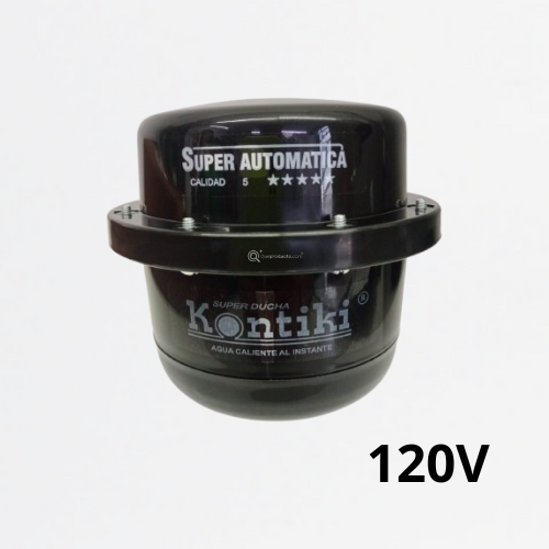 Ducha Eléctrica Tradicional Negra, 33A, Automática, IP44, 120 V, Ref K-104N, Marca Kontiki (S)
