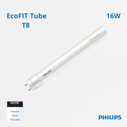 LED ECOFIT Tubo 1E T8 1200mm, 16W, 4000K, 1600 lm, Ref 929003561411, Marca Philips (En Stock)