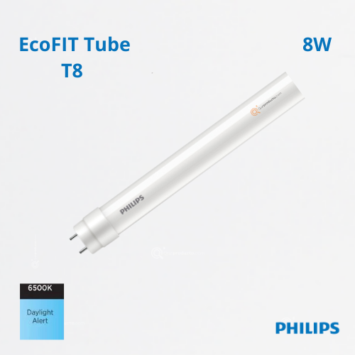 LED ECOFIT Tubo 1E T8 600mm, 8W, 6500K, 900 lm, Ref 929003561711, Marca Philips (En Stock)