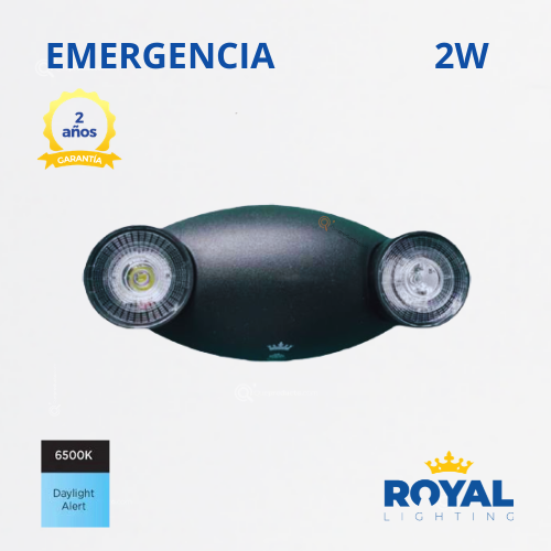 LED Luminaria de emergencia 2W, 6500K, 100-240V, Ref M3 Black, Marca Royal Lighting (En Stock) X1 Punto