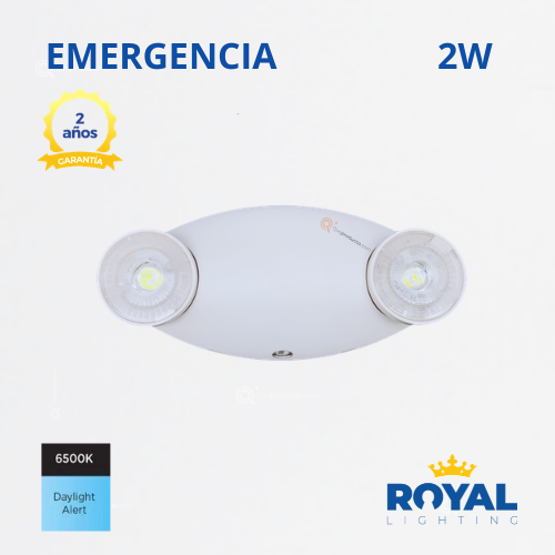 LED Luminaria de emergencia 2W, 6500K, 100-240V, Ref M3, Marca Royal Lighting (En Stock) x2 Puntos