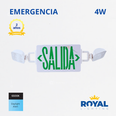 LED Señal salida + Luminaria de emergencia 4W, 140 lm, 100-240V, Ref S3, Marca Royal Lighting (En Stock) X1 Punto