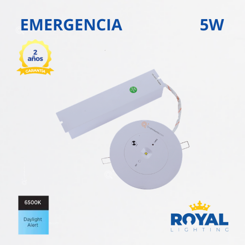 LED Luminaria de emergencia 5W, 6500K, 100-240V, Ref SLIM1, Marca Royal Lighting (En Stock) X1 Punto