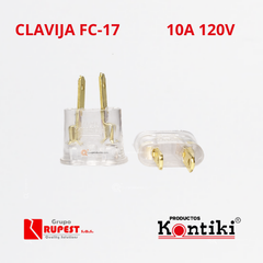 Clavija Convertidor de Redondo a Plano 10A, 120V, IP20, Ref FC-17, Marca Kontiki (En Stock)