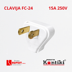 Clavija Domestica 15A, 250V, IP20, Ref FC-24, Marca Kontiki (En Stock)