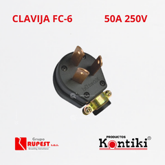 Clavija Trifilar 50A, 250V, IP20, Ref FC-6, Marca Kontiki (En Stock)