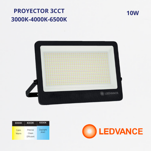 LED Reflector FLOOD L. Comp  10W, 3CCT, 800 lm, IP66, 110G, 100-277V, Ref 7024789, Ledvance-Osram (En Stock)