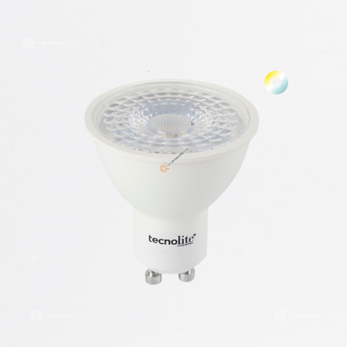 LED Spot 5W GU10, MR16, 2CCT, DIM, 410 lm, 100-127V, Ref 5GU10LEDMV35TCW, Marca Tecnolite (Bajo Pedido)