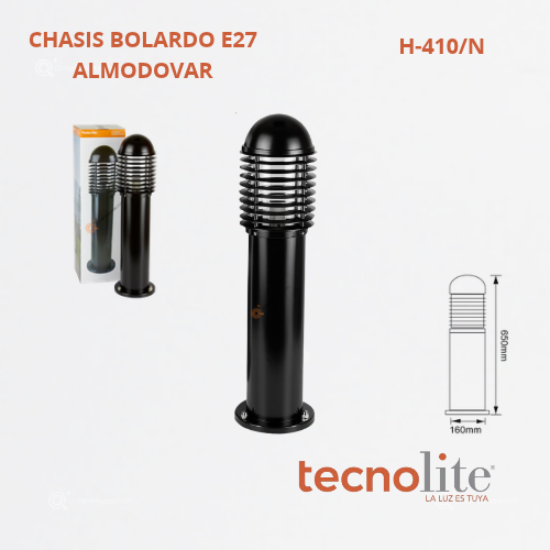 Chasis Bolardo Piso ALMODOVAR, Max 60W, IP45, E27, 100-240V, Ref H-410/N, Marca Tecnolite (Bajo Pedido)