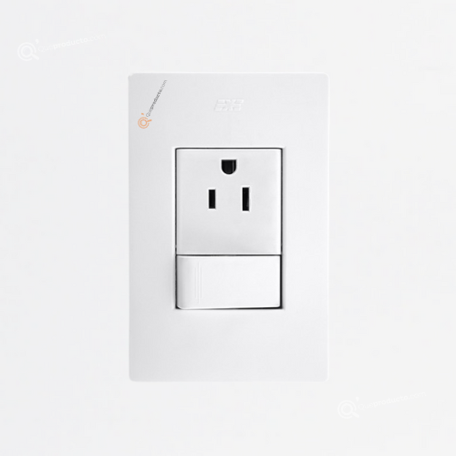 Interruptor Sencillo + Toma Polo a Tierra 10A, 110-260V, Ref 14016N, Marca SOLAIO-EXE (O)