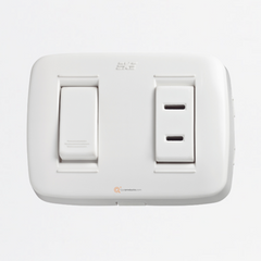 Interruptor Sencillo Conmutable + Toma Americana sobreponer6A, Ref DUE 12026, Marca DUE-EXE (O)