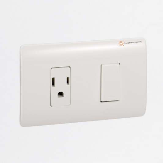 Interruptor Sencillo Genesis 16A + tomacorriente 15A (2P+T) MWD130237517, Marca Schneider (Bajo Pedido)