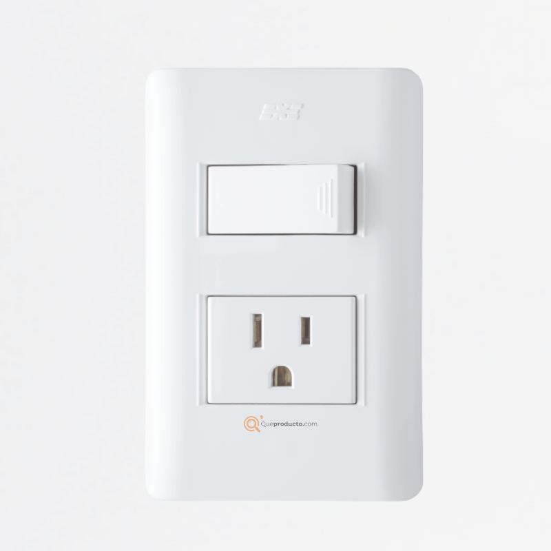Interruptor Sencillo + Toma Americana 15A-10A, 110-220V, Ref 15016, Marca DUOMO-EXE (S)