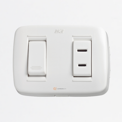 Interruptor Sencillo + Toma Americana sobreponer 6A, Ref DUE 12016, Marca DUE-EXE (S)