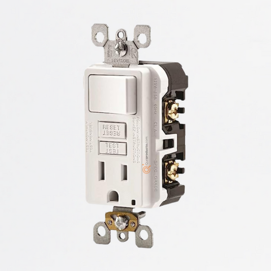 Interruptor Toma GFCI Blanco, 15A Ref GFSW1-W, Marca Leviton (Bajo Pedido)