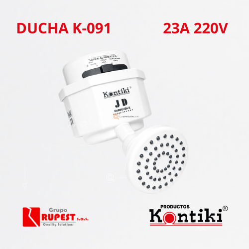 Ducha Eléctrica Dirigible, 23A, Selector Manual 3 Temp, IP44, 220 V, Ref K-091, Marca Kontiki (Bajo Pedido)