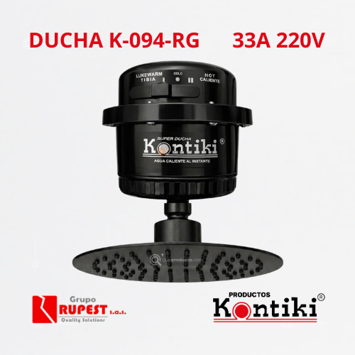 Ducha Eléc. Salón de Belleza, 33A, Selec. Manual 3 Tem, Racor, 220 V, Ref K094-RG, Marca Kontiki (En Stock)