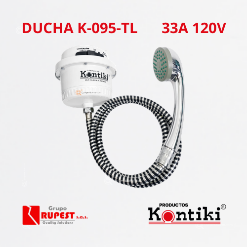 Ducha Eléc. Salón de Belleza, 33A, Selec. Manual 3 Tem, Racor, 120 V, Ref K095-TL, Marca Kontiki (Bajo Pedido)