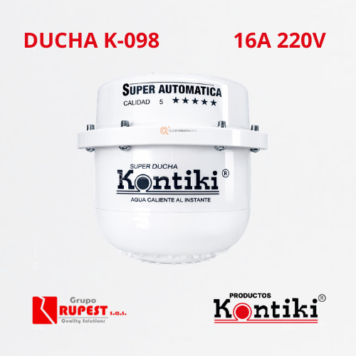 Ducha Eléctrica Tradicional, 16A, Automática, IP44, 220 V, Ref K-098, Marca Kontiki (En Stock)