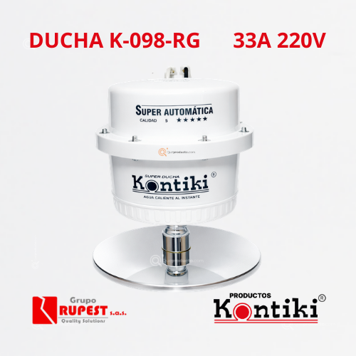 Ducha Eléctrica Tradicional Blanca, 33A, Automática, IP44, 220 V, Ref K098-RG, Marca Kontiki (Bajo Pedido)