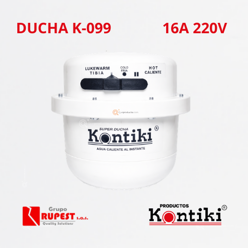 Ducha Eléctrica Tradicional, 16A, Selector Manual 3 Temp, IP44, 220 V, Ref K-099, Marca Kontiki (En Stock)