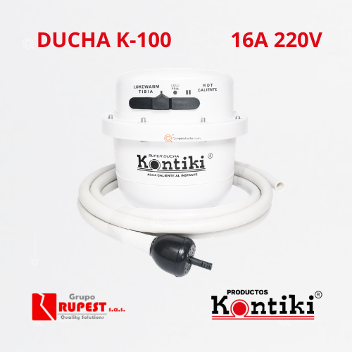 Ducha Eléc. Tradicional, 16A, Selec. Manual 3T, Manguera, 220 V, Ref K-100, Marca Kontiki (En Stock)