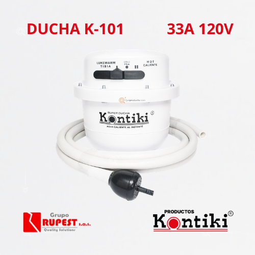 Ducha Eléc. Tradicional, 33A, Selec. Manual 3T, Manguera, 120 V, Ref K-101, Marca Kontiki (En Stock)