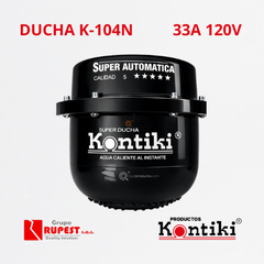 Ducha Eléctrica Tradicional Negra, 33A, Automática, IP44, 120 V, Ref K-104N, Marca Kontiki (En Stock)