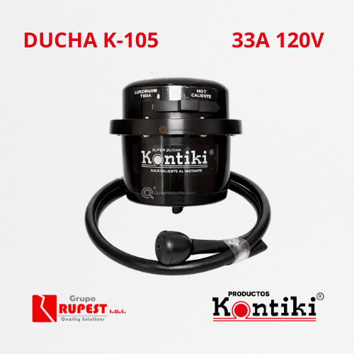 Ducha Eléc Salón de Belleza, 33A, Selec. Manual 3 Tem, Manguera, 120 V, Ref K-105, Marca Kontiki (En Stock)