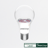 LED Bulbo AGROTECH FIJO 9W E27, 120G, 13umols/s, IP65, 100-240V, Ref 9wF, Marca Digicom (O)