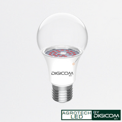 LED Bulbo AGROTECH FIJO 9W E27, 120G, 13umols/s, IP65, 100-240V, Ref 9wF, Marca Digicom (S)