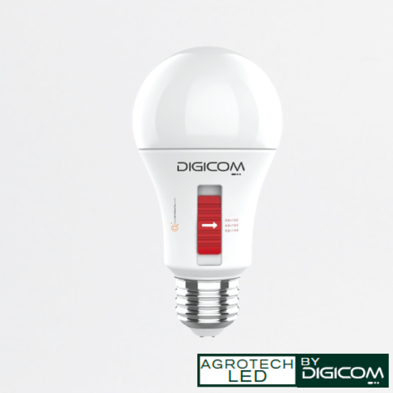 LED Bulbo AGROTECH SMART 9W E27, 120G, 16 umlos/s, IP65, 100-240V, Ref 9wSMART, Marca Digicom (O)
