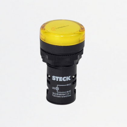 Luz Piloto LED 22mm AMARILLO 220VAC PLASTICO, Ref SLDS2203, Marca Steck