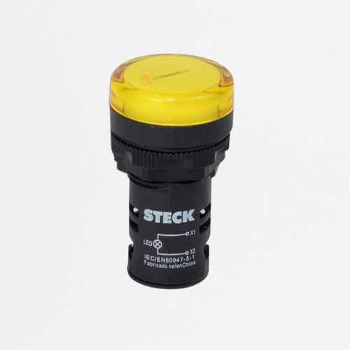Luz Piloto LED 22mm AMARILLO 220VAC PLASTICO, Ref SLDS2203, Marca Steck (En Stock)
