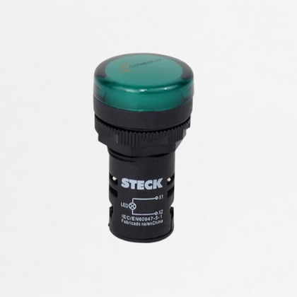 Luz Piloto LED 22mm VERDE 110VAC PLASTICO, Ref SLDS1102, Marca Steck (O)