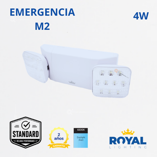 LED Luminaria de emergencia 4W, 6500K, 100-240V, Ref M2, Marca Royal Lighting (En Stock) x1.5 Puntos