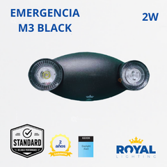LED Luminaria de emergencia 2W, 6500K, 100-240V, Ref M3 Black, Marca Royal Lighting (En Stock)