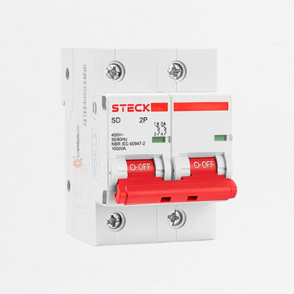 Interruptor Breaker R. DIN Mini TM 100A 2P, Curva C 10kA, Ref SDD2C100, Marca Steck (S)