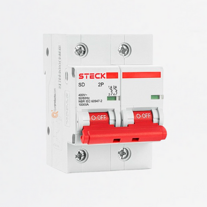 Interruptor Breaker R. DIN Mini TM 80A 2P, Curva C 10kA, Ref SDD2C80, Marca Steck (O)