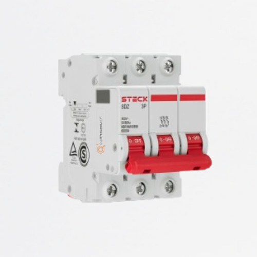 Interruptor Breaker R. DIN Mini TM 32A 3P, Curva C 6kA, Ref SDZD63C32, Marca Steck (Bajo Pedido)