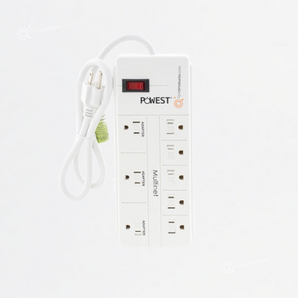 Multitoma Supresora de Picos Blanca, 8 Salidas, 120V, Ref NMNET-7259, Marca Powest (S)